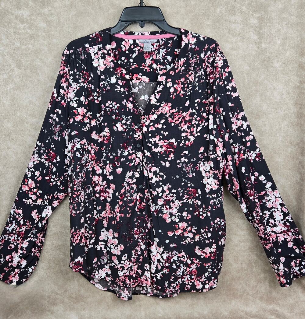 Bass XXL Long Sleeve Button Down Blouse Dressy Top 2X